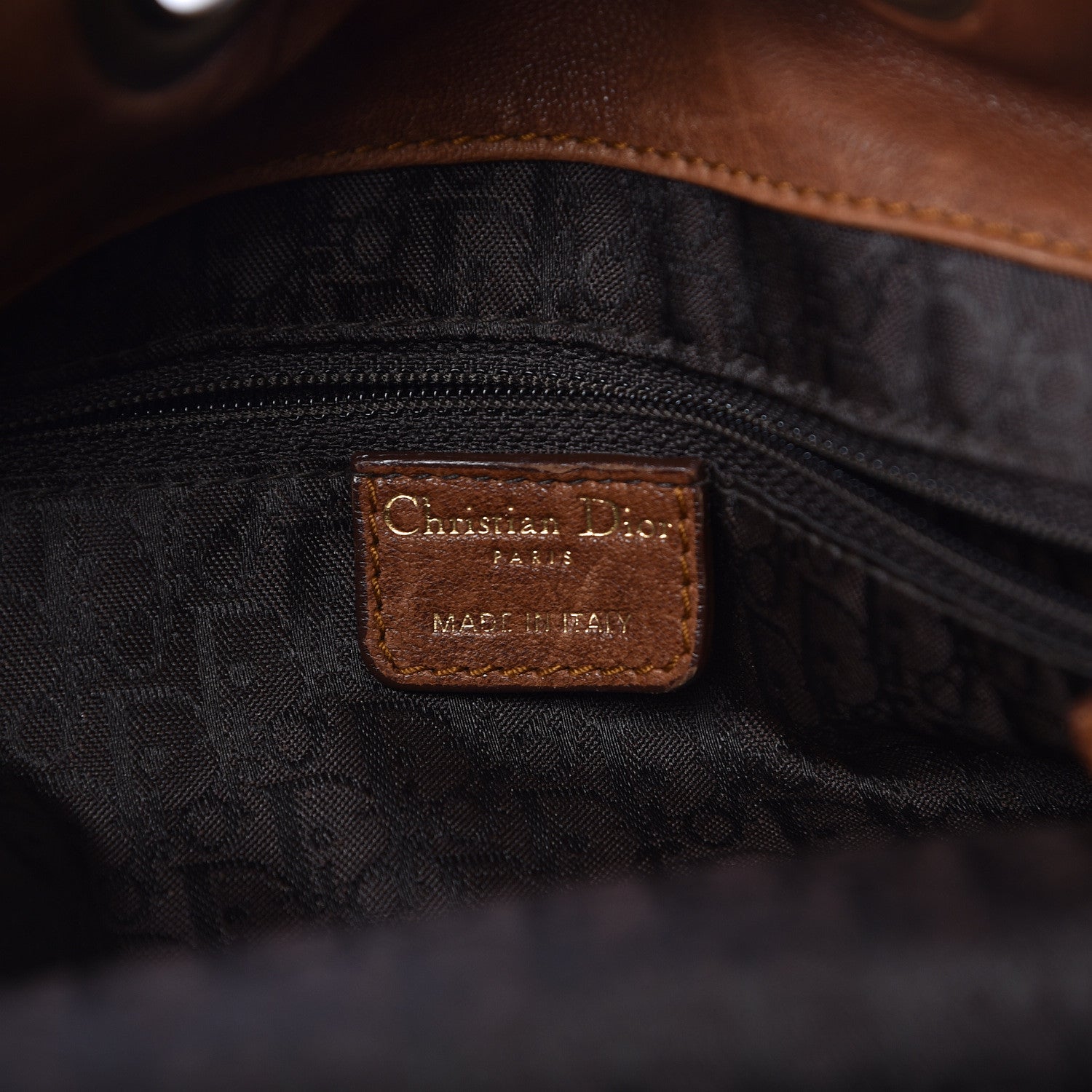 Christian Dior Lambskin Cannage Drawstring Bag Brown 6 of 16