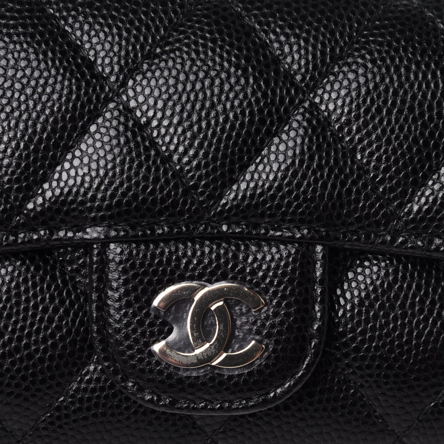 Caviar Quilted Classic 4 Key Holder Wallet Black
