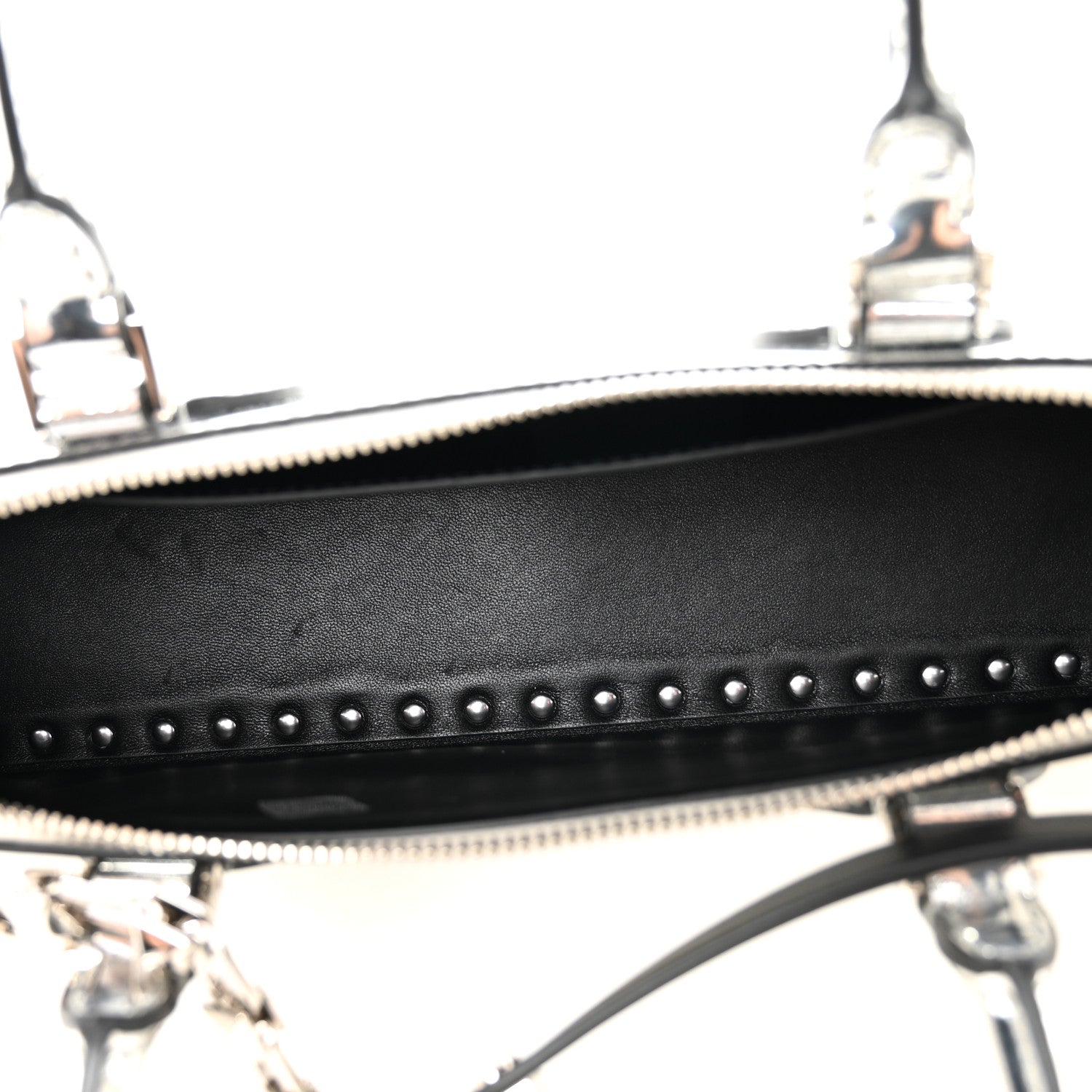 Valentino Garavani Mirror Calfskin Rockstud East West Top Handle Bag Silver 4 of 9