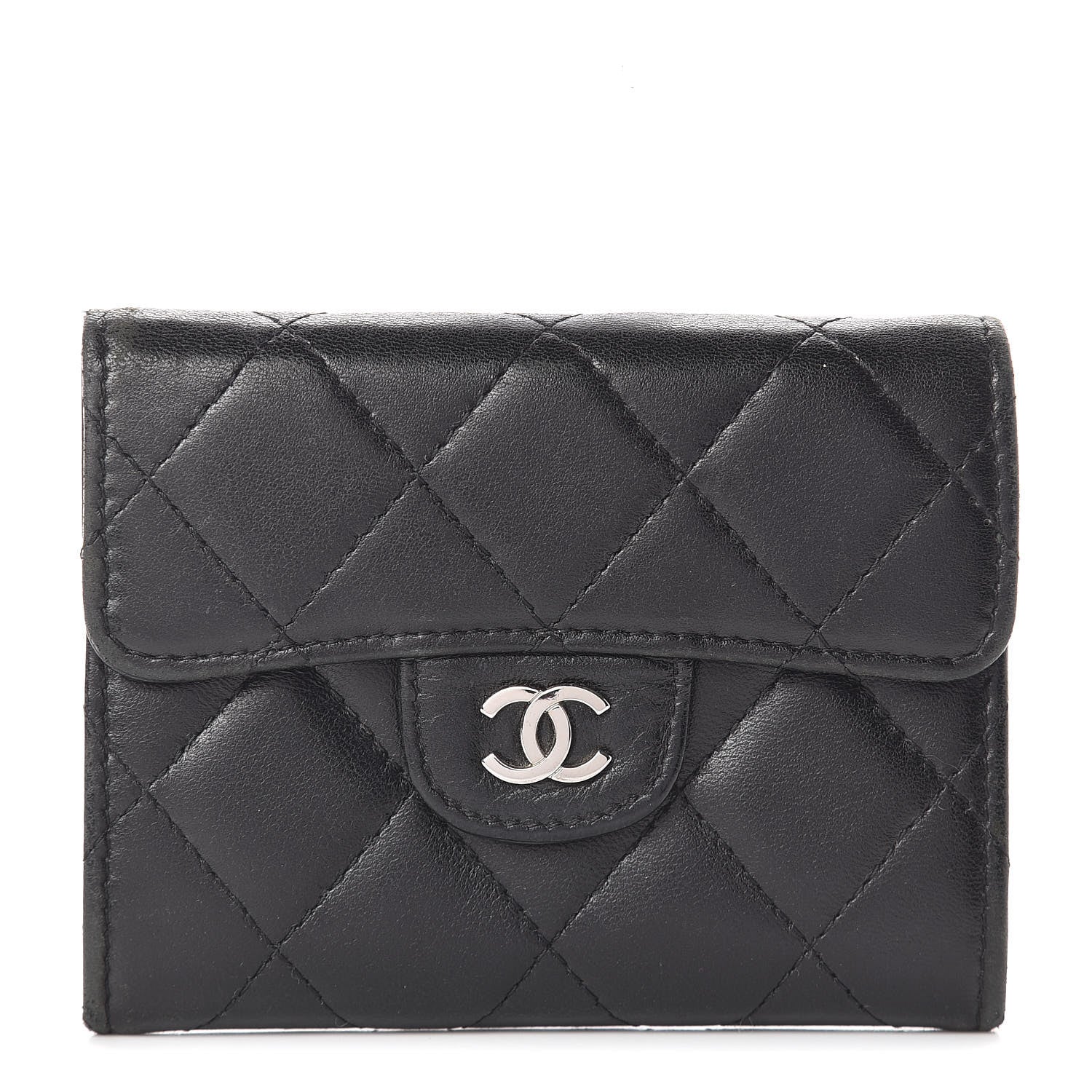 Chanel Lambskin Quilted Flap Card Holder Wallet Black 1 of 13