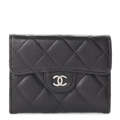 Chanel Lambskin Quilted Flap Card Holder Wallet Black 1 of 13