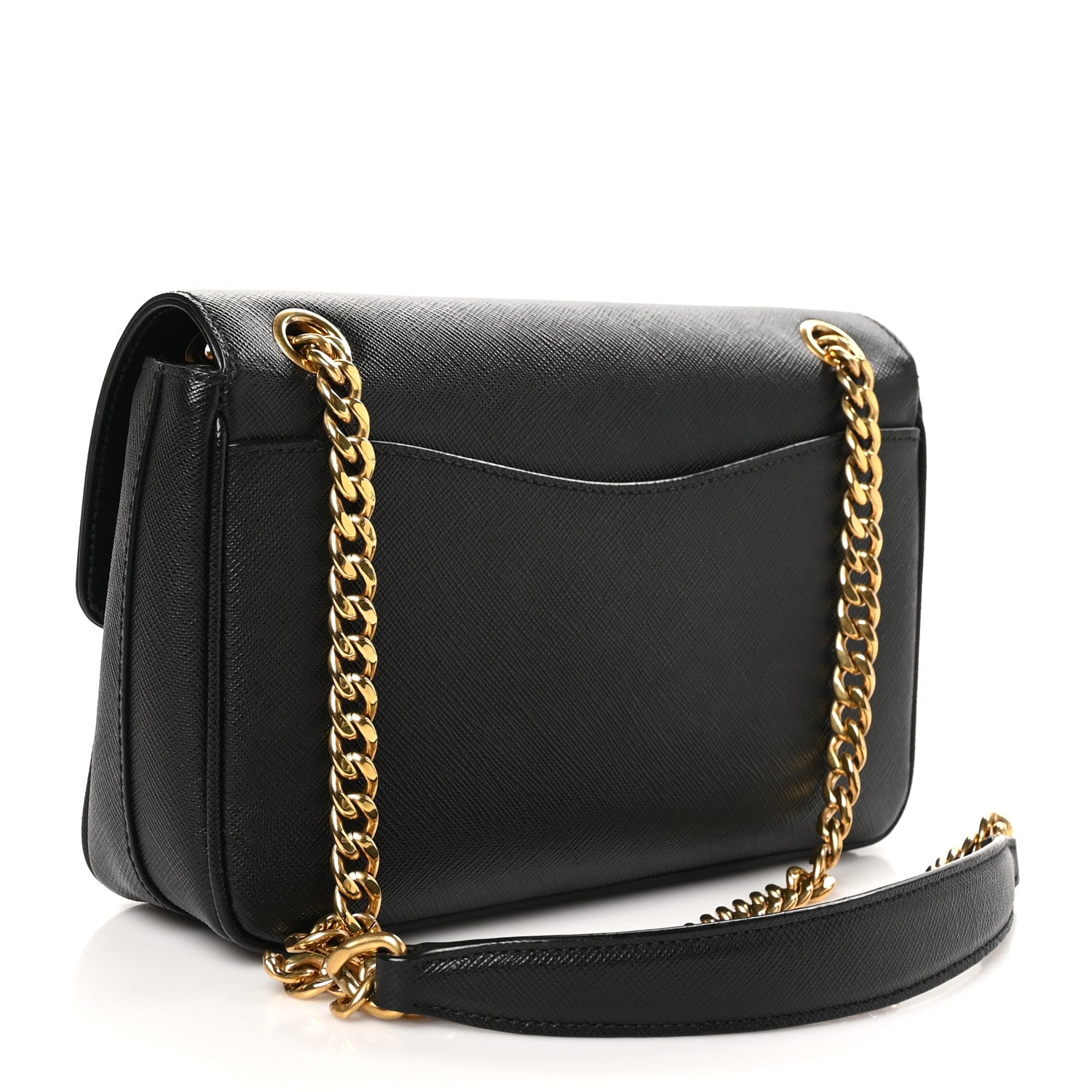 Prada Saffiano Flap Shoulder Bag Black 3 of 10