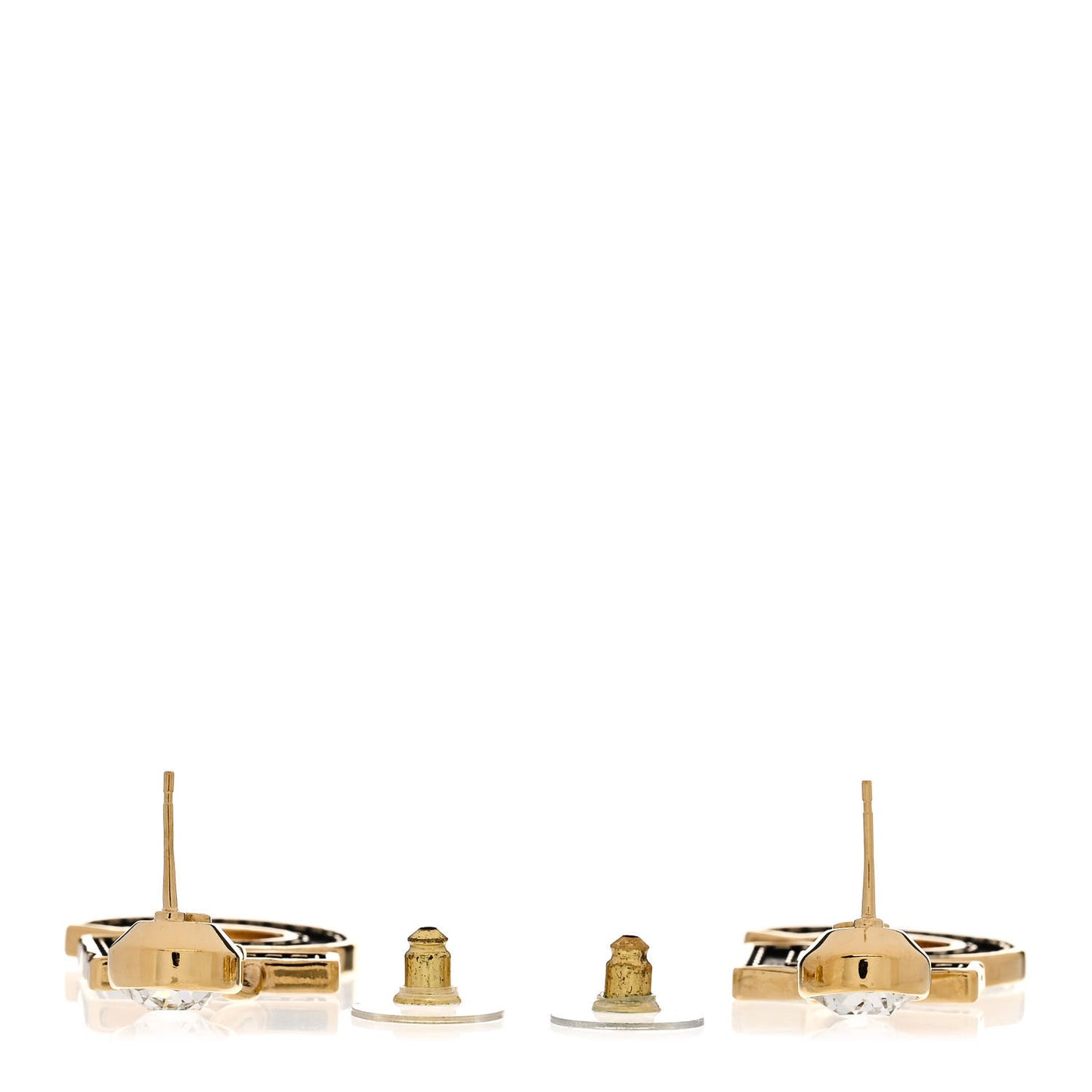 Metal CC No 5 Crystal Drop Earrings Gold Black