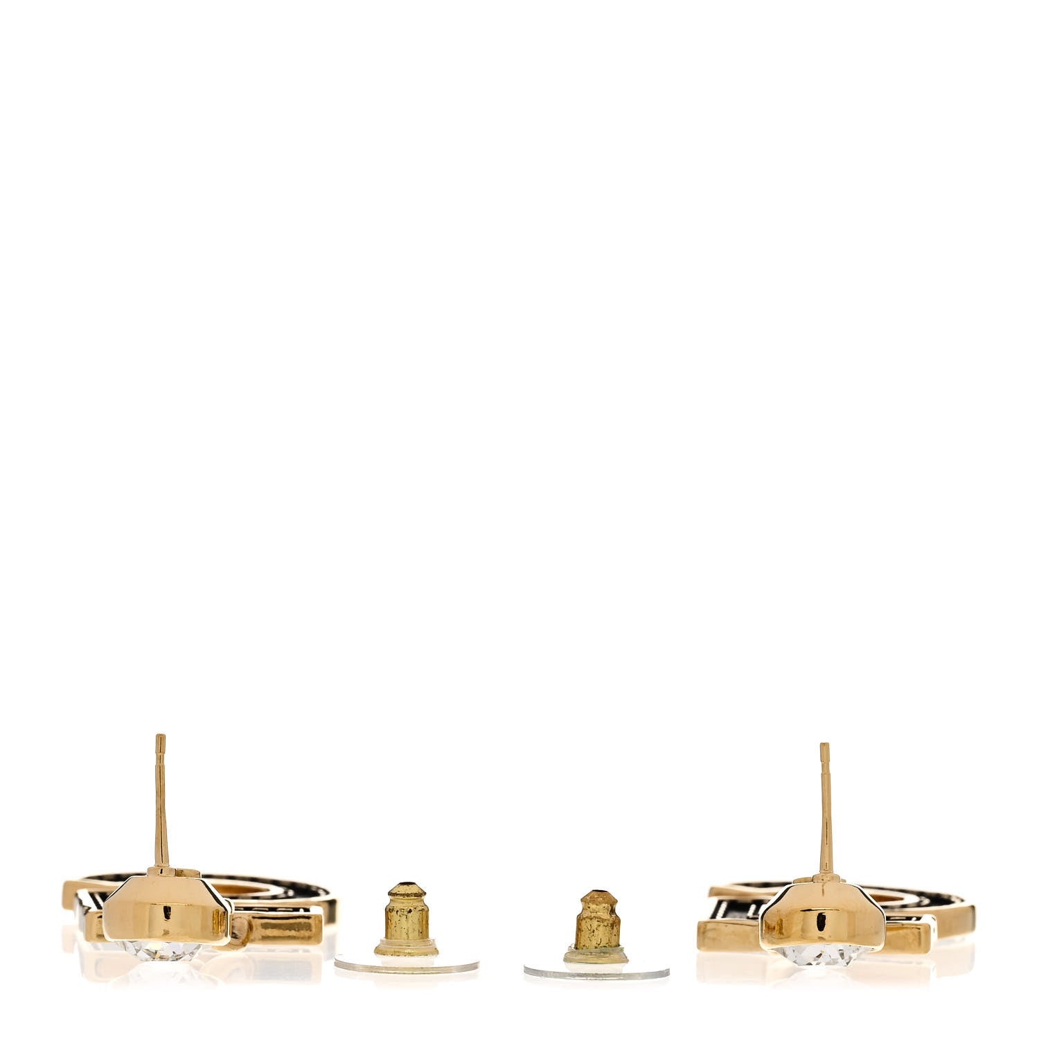 Chanel Metal CC No 5 Crystal Drop Earrings Gold Black 3 of 4