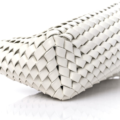 Bottega Veneta Patent Nappa Intrecciato Slanted Clutch White 6 of 7