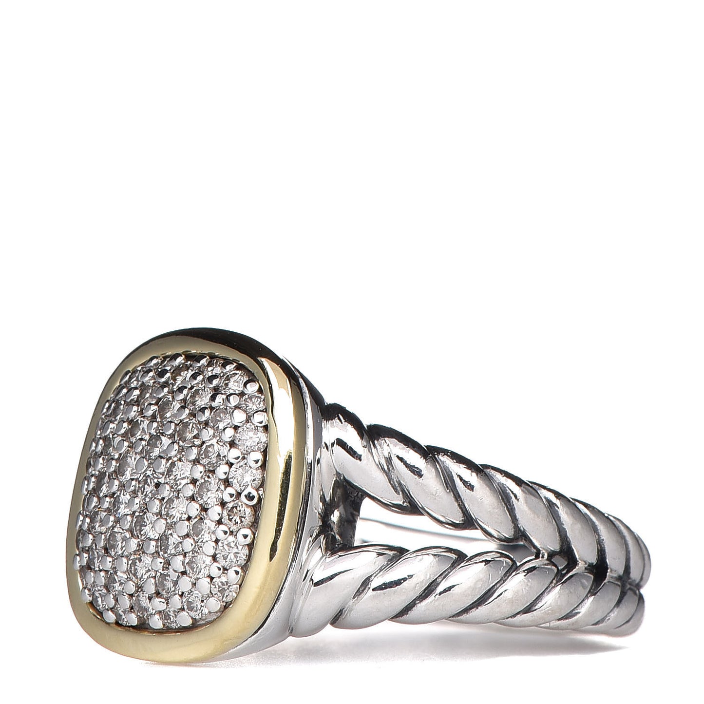 Sterling Silver 18K Yellow Gold Diamond Noblesse Ring 56 7.5