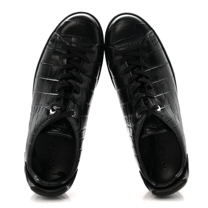 Louis Vuitton Calfskin Crocodile Embossed Frontrow Mens Sneakers 8 Black 11 of 20