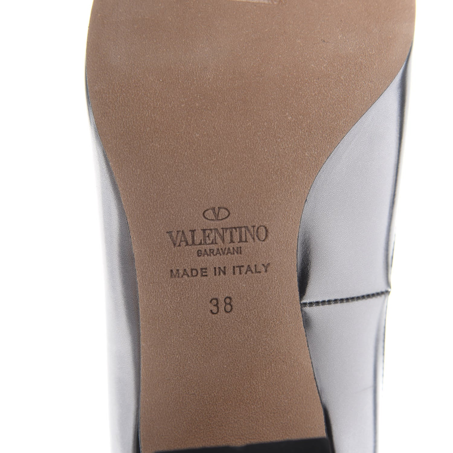 Valentino Garavani Patent Tan-Go Mary Jane 60mm Pumps 38 Silver 8 of 10
