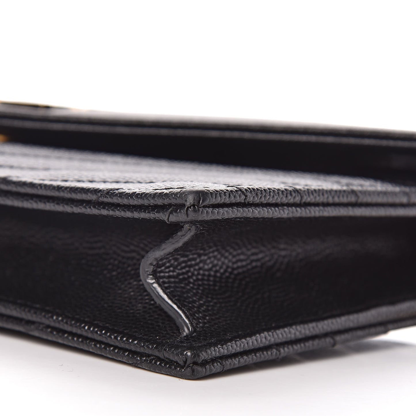 Grain De Poudre Matelasse Chevron Monogram Envelope Chain Wallet Black
