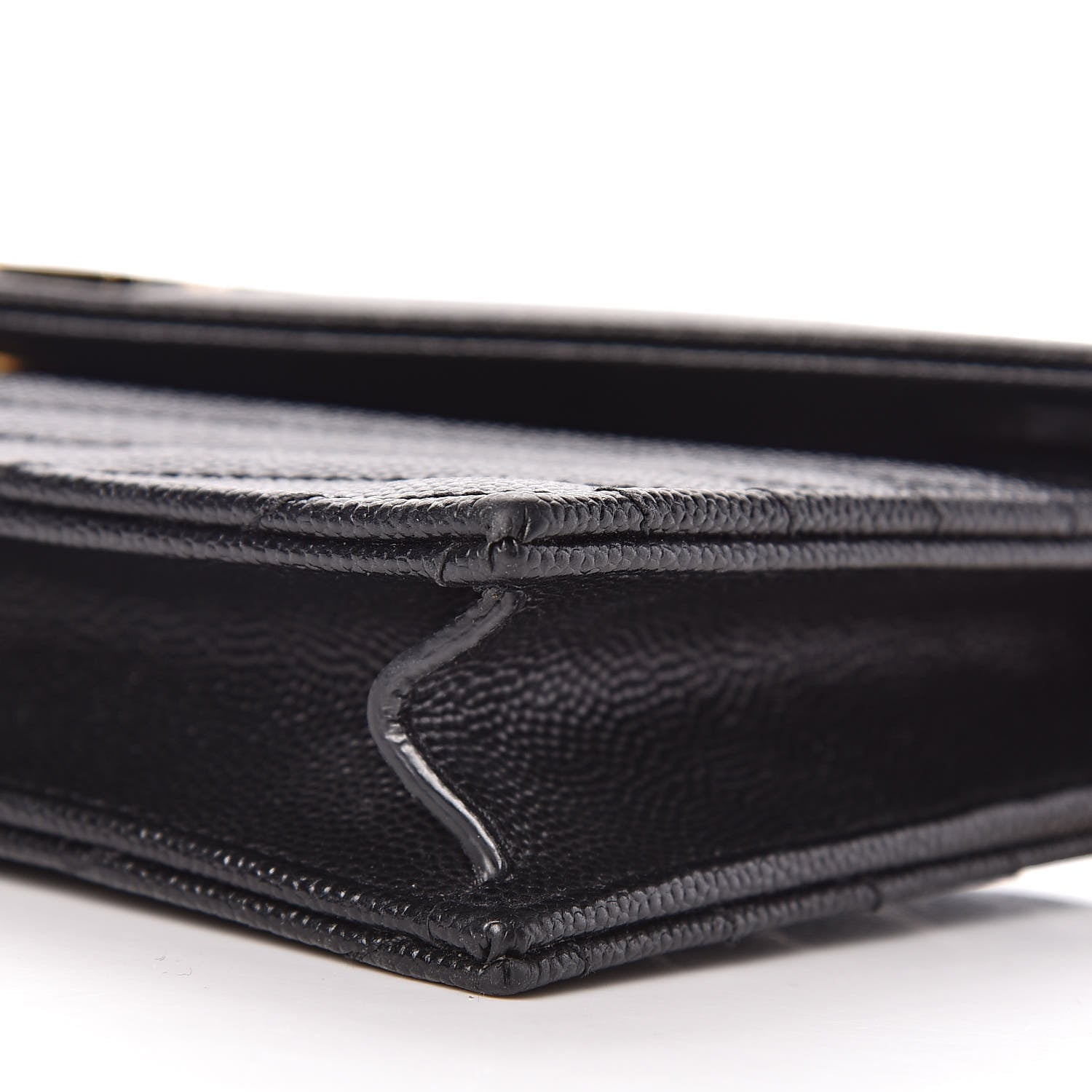 Saint Laurent Grain De Poudre Matelasse Chevron Monogram Envelope Chain Wallet Black 11 of 11