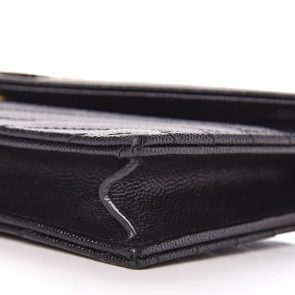Saint Laurent Grain De Poudre Matelasse Chevron Monogram Envelope Chain Wallet Black 11 of 11