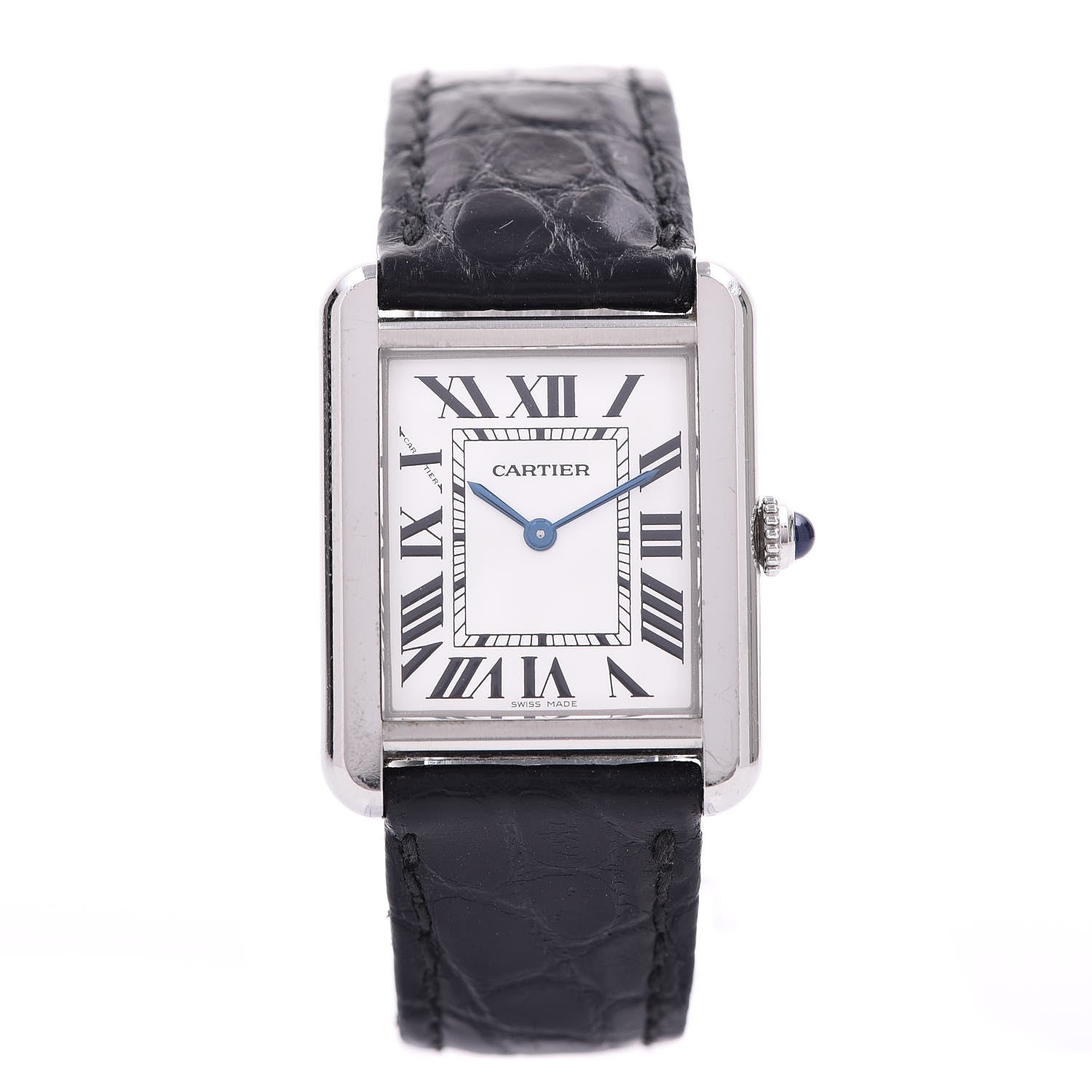 Cartier Stainless Steel Alligator 24mm Tank Solo Quartz Watch 1 of 7