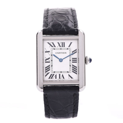 Cartier Stainless Steel Alligator 24mm Tank Solo Quartz Watch 1 of 7