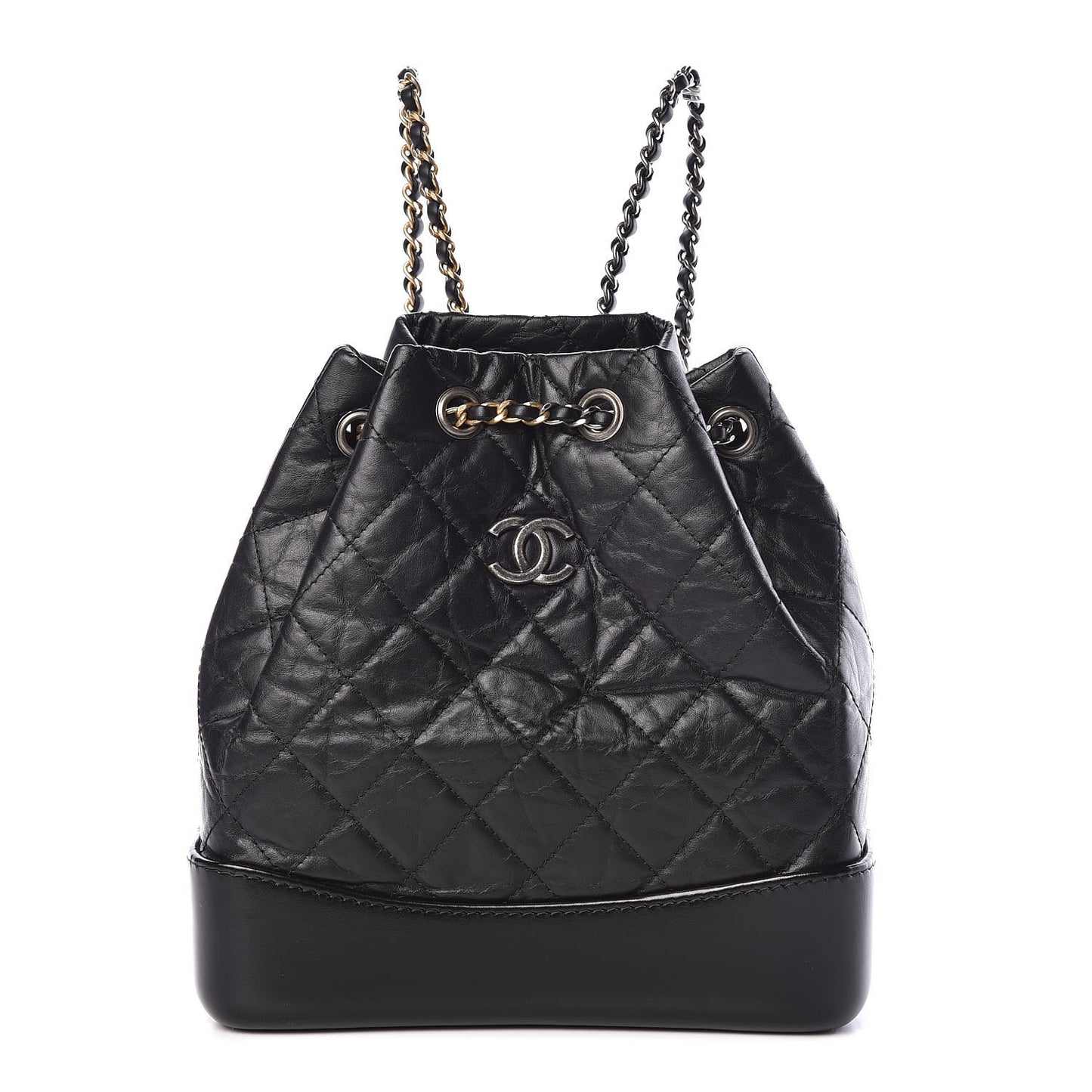 Aged Calfskin Quilted Small Gabrielle Backpack Black
