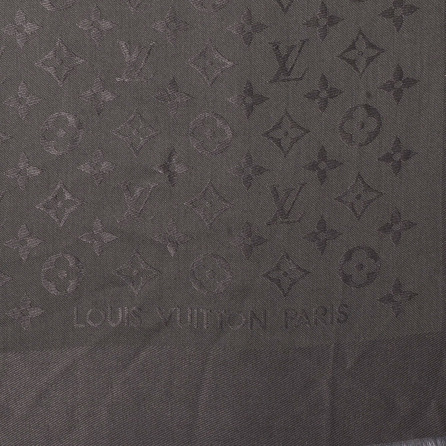 Silk Wool Monogram Shawl Charcoal Grey
