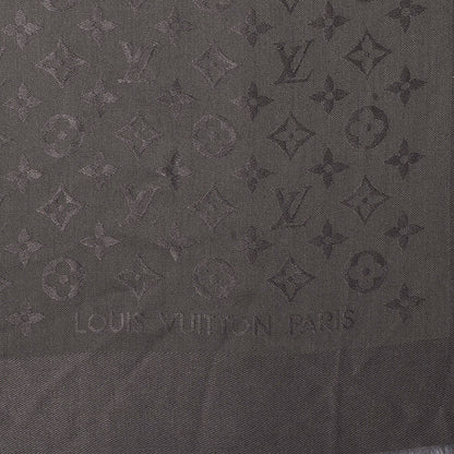 Louis Vuitton Silk Wool Monogram Shawl Charcoal Grey 4 of 4