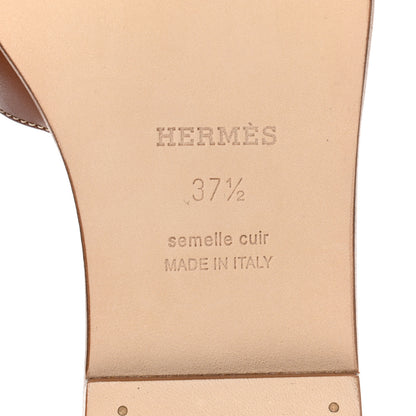 Hermes Box Calfskin Oran Sandals 37.5 Gold 6 of 9