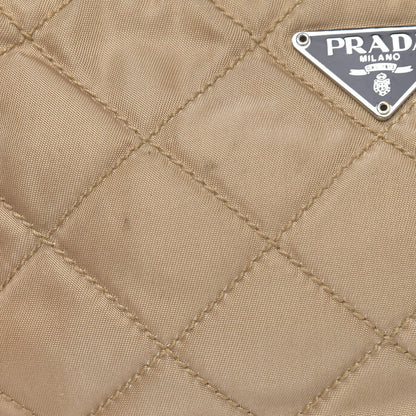 Prada Tessuto Nylon Saffiano Impunturato Quilted Pochette Cammello Black 9 of 9
