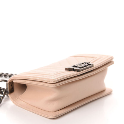 Chanel Caviar Chevron Quilted Small Boy Flap Light Beige 5 of 13