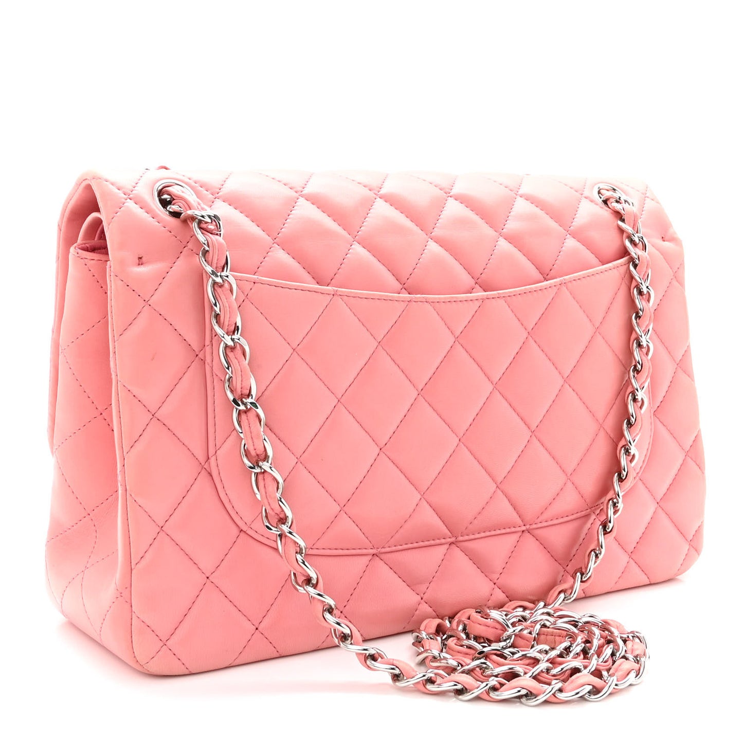 Lambskin Quilted Jumbo Double Flap Pink