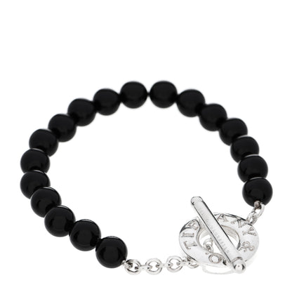 Tiffany Sterling Silver Black Onyx Bead Toggle Bracelet 1 of 3