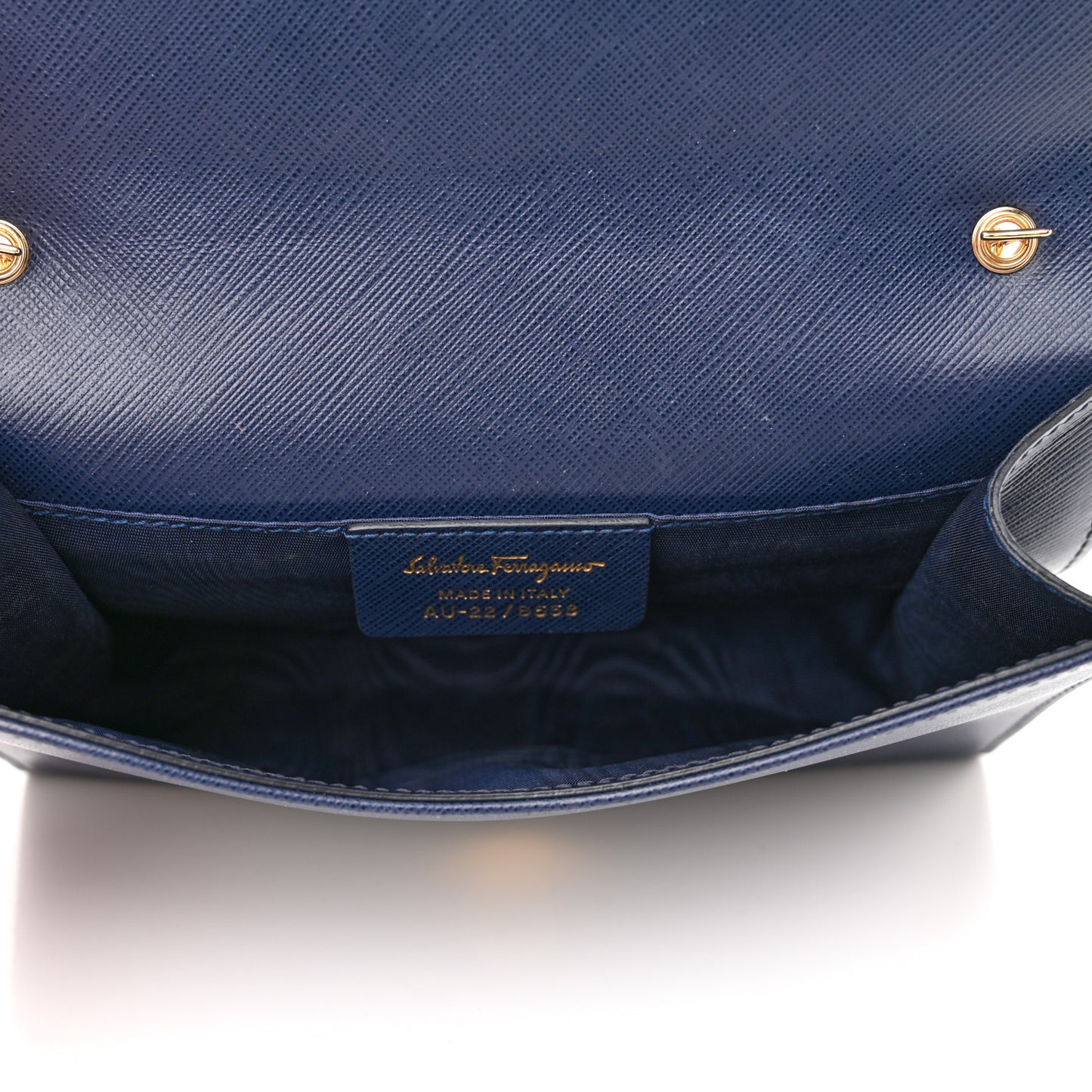 Printed Calfskin Vara Bow Chain Flap Crossbody Navy