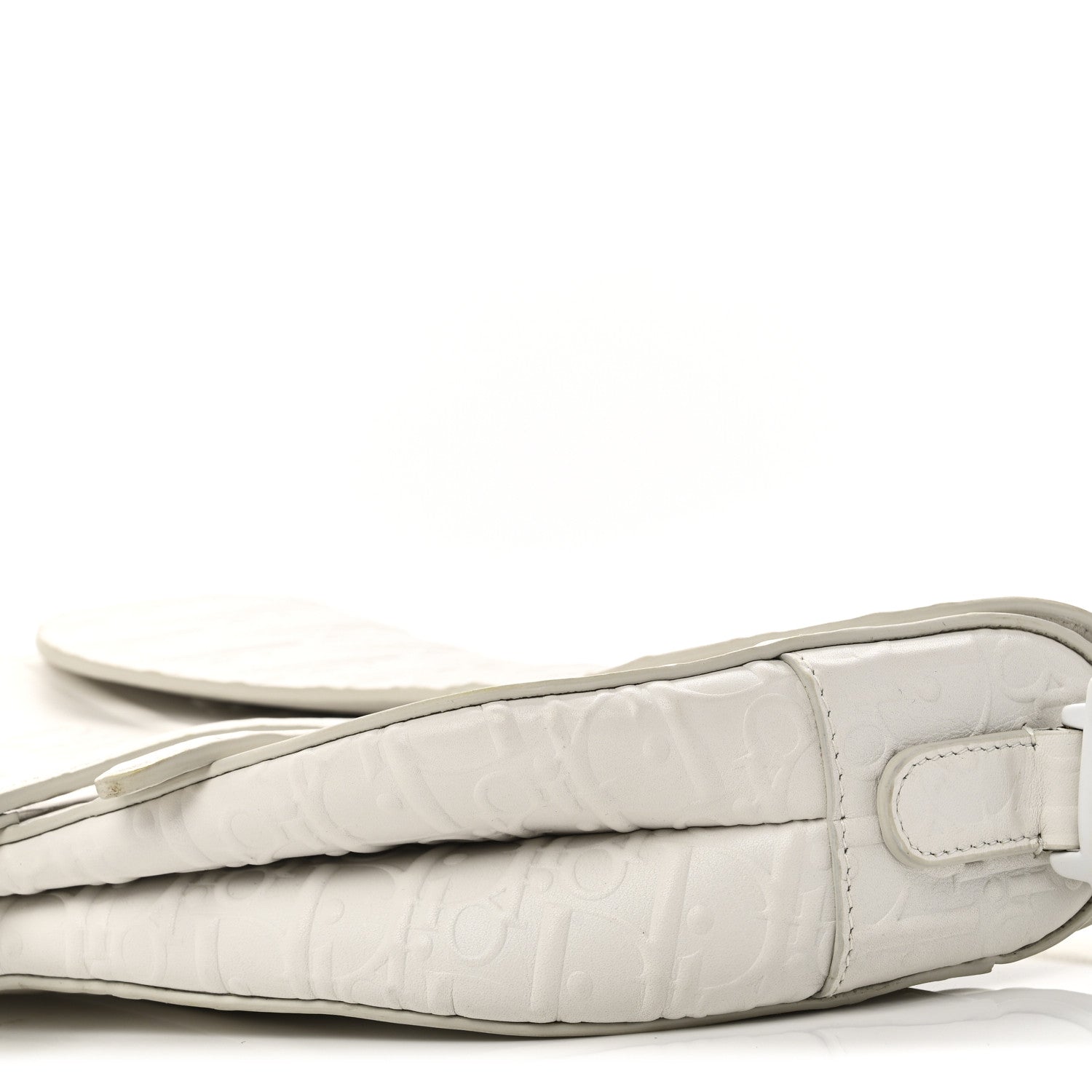 Christian Dior Calfskin Embossed Oblique Saddle Bag White 10 of 11