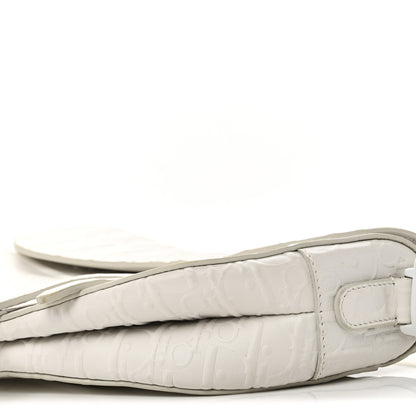 Christian Dior Calfskin Embossed Oblique Saddle Bag White 10 of 11