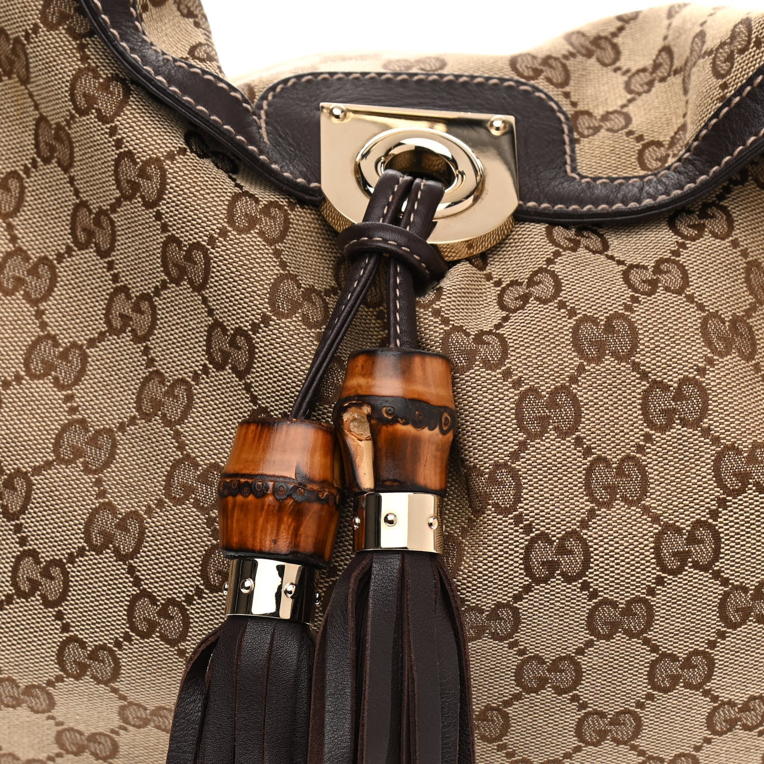 Gucci Monogram Medium Indy Top Handle Hobo Dark Brown 8 of 11