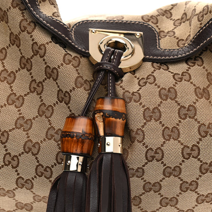 Gucci Monogram Medium Indy Top Handle Hobo Dark Brown 8 of 11