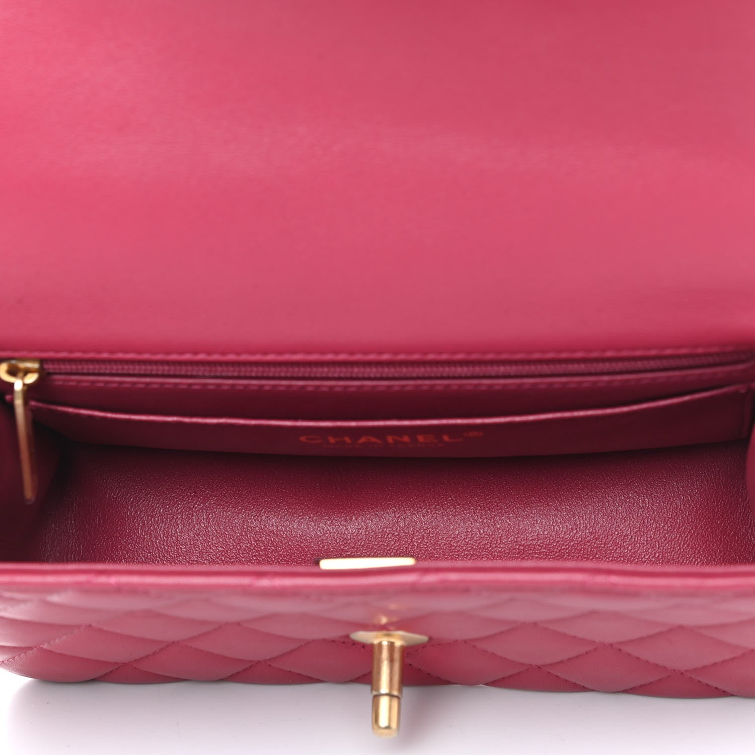 Chanel Lambskin Quilted Mini Top Handle Rectangular Flap Dark Pink 5 of 9