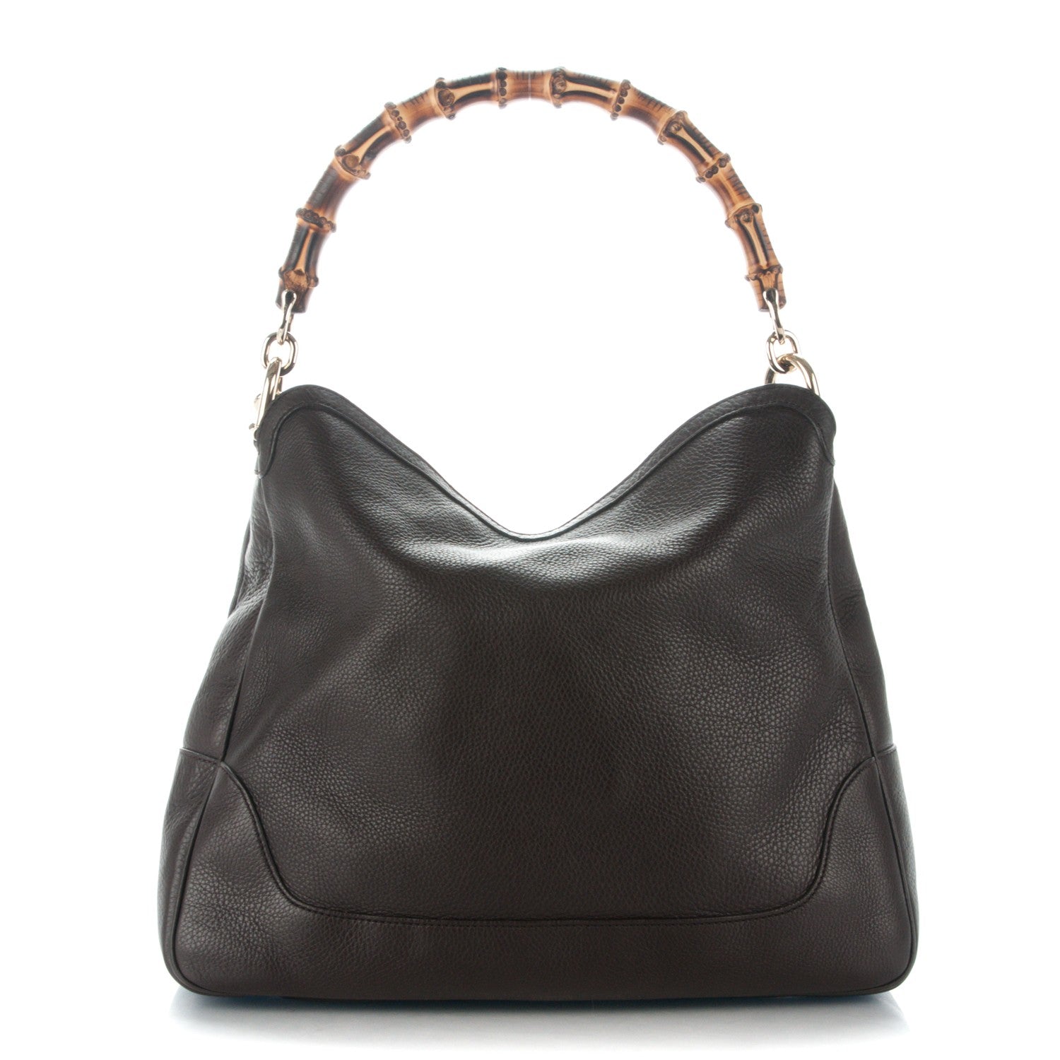 Gucci Pebbled Calfskin Medium Diana Bamboo Shoulder Bag Dark Brown 1 of 8