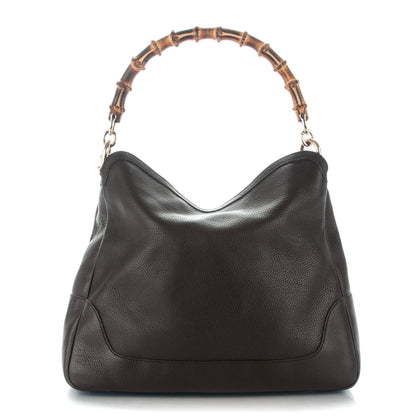 Gucci Pebbled Calfskin Medium Diana Bamboo Shoulder Bag Dark Brown 1 of 8