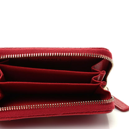 Chanel Caviar Quilted Zip Coin Purse Red 5 of 7