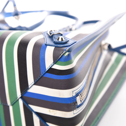Balenciaga Veau Striped Papier B4 Zip Around Tote Variante Blue 11 of 19