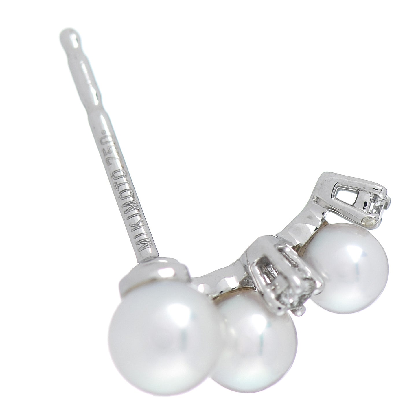18K White Gold Diamond Akoya Pearl Cluster Earrings