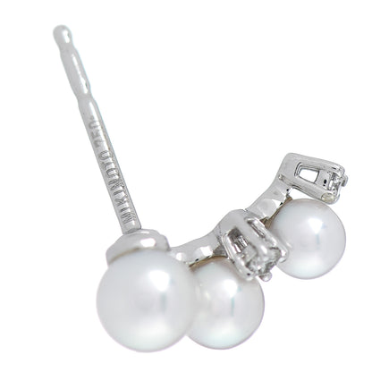 Mikimoto 18K White Gold Diamond Akoya Pearl Cluster Earrings 4 of 5