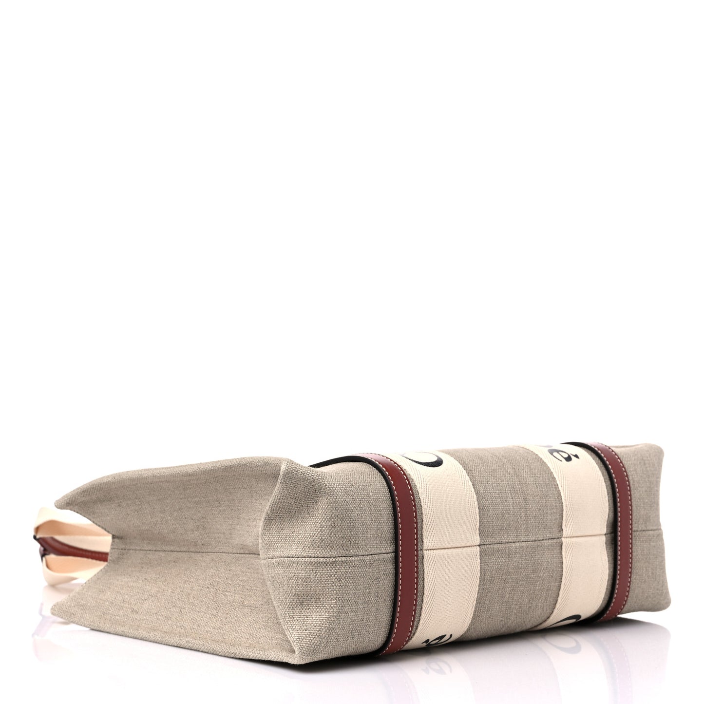 Cotton Calfskin Medium Woody Ribbon Tote White Brown
