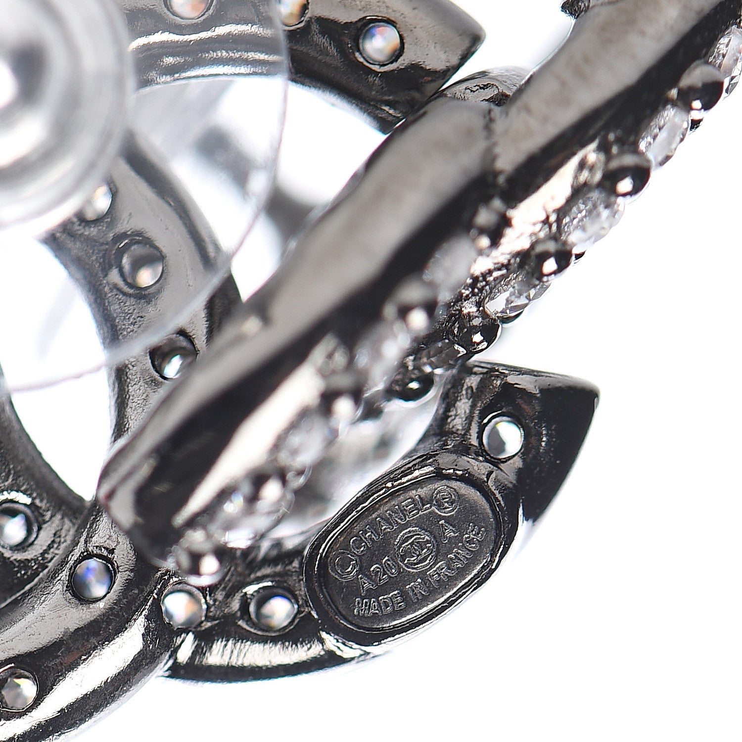 Chanel Ruthenium Crystal CC Earrings 4 of 4