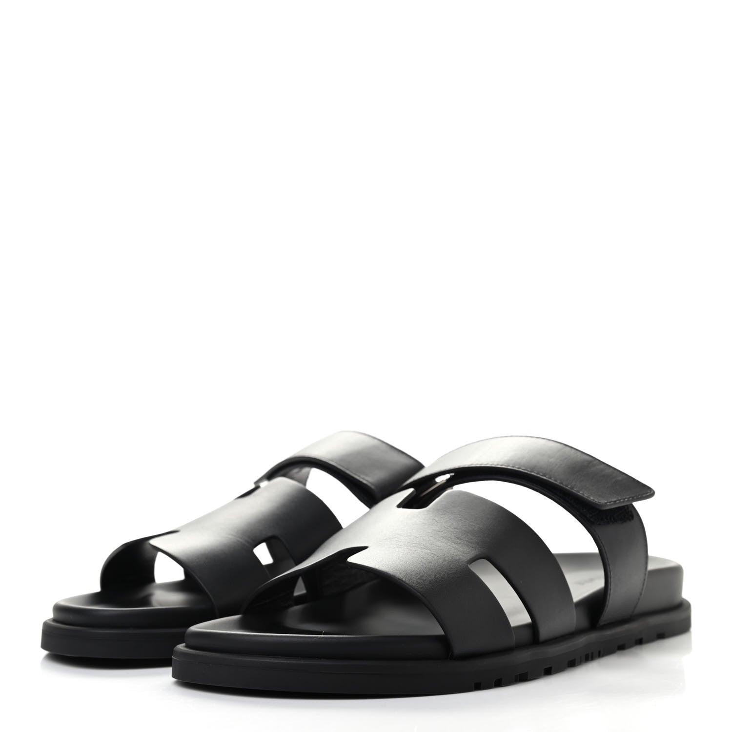 Hermes Calfskin Mens Chypre Sandals 43.5 Black 3 of 9