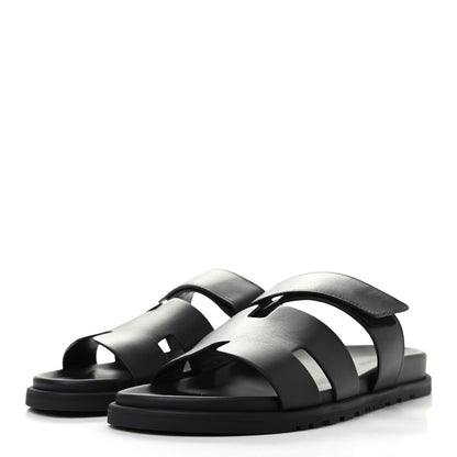 Hermes Calfskin Mens Chypre Sandals 43.5 Black 3 of 9