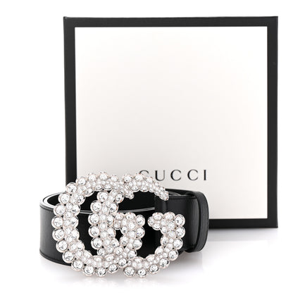 Gucci Calfskin Crystal Double G 40mm Belt 80 32 Black 6 of 6