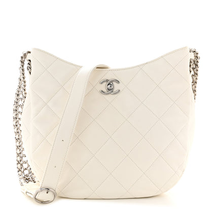 Chanel Lambskin Chain Rows Quilted Chain Hobo White 1 of 10