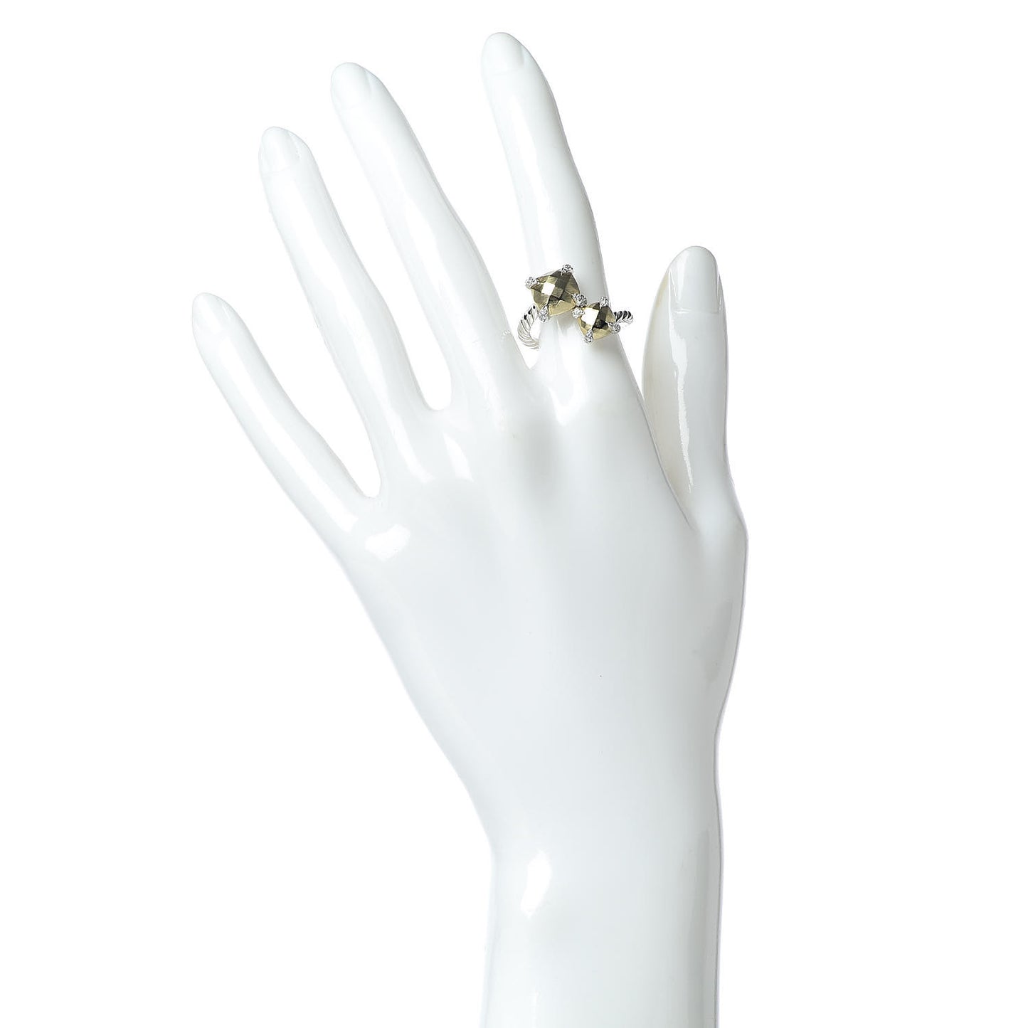 Sterling Silver 18K Yellow Gold Diamond Chatelaine Bypass Ring 51 5.75