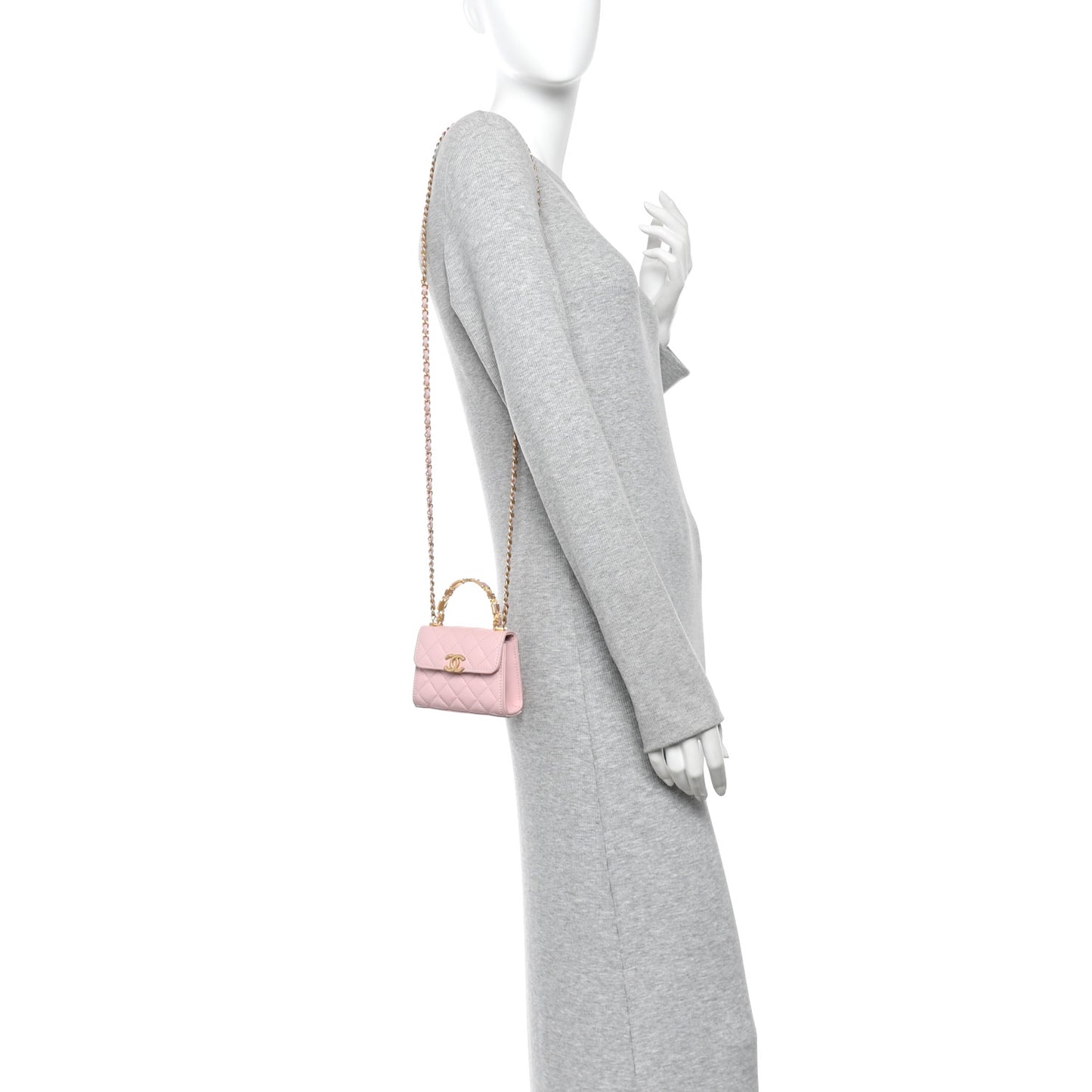 Lambskin Enamel Quilted Mini Top Handle Flap Pink