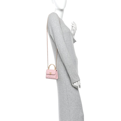 Chanel Lambskin Enamel Quilted Mini Top Handle Flap Pink 2 of 13