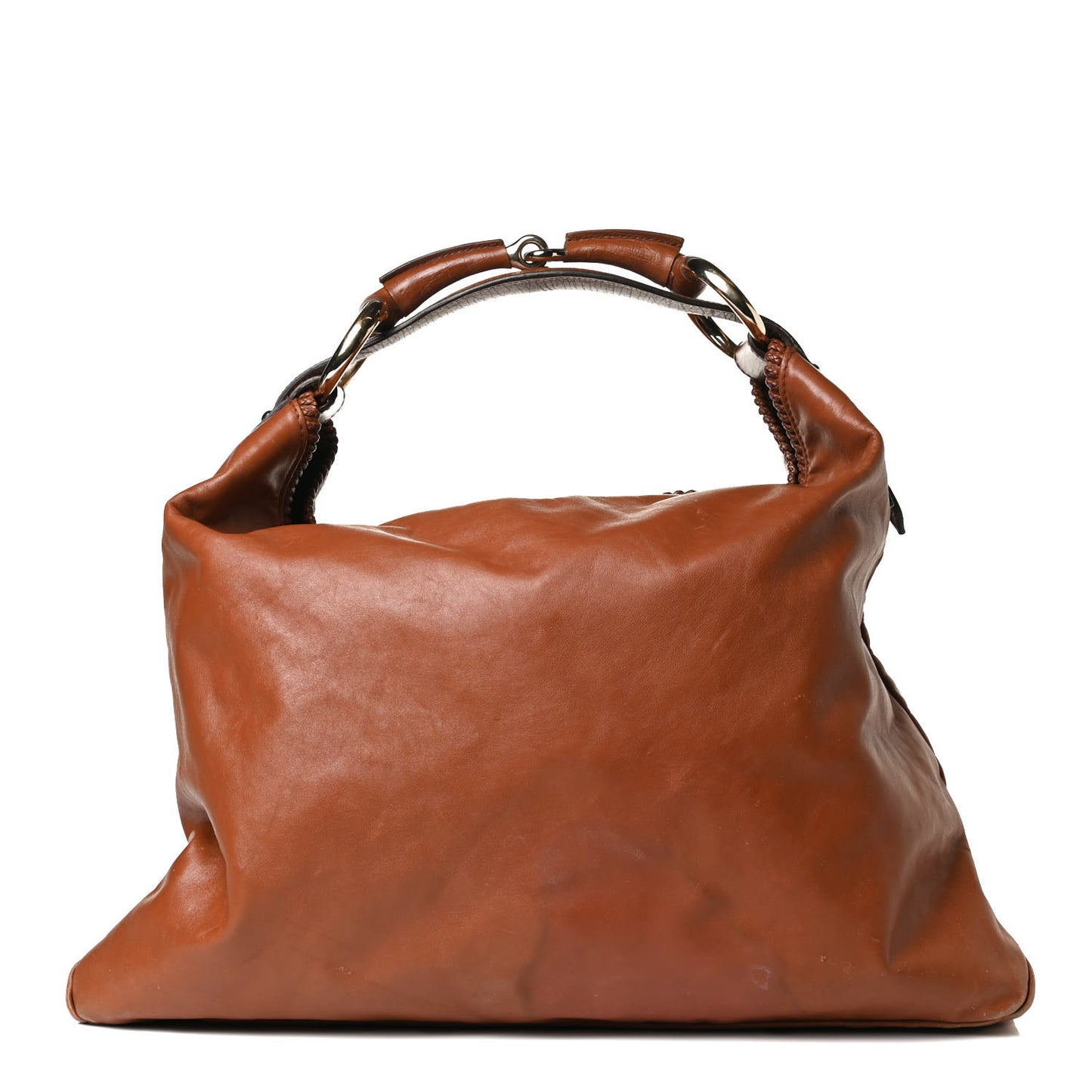 Calfskin Large Horsebit Chain Hobo Brown
