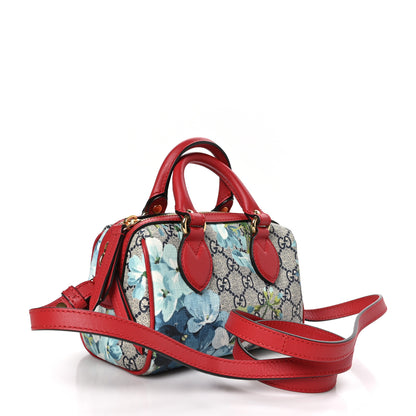 Gucci GG Supreme Monogram Blooms Mini Boston Navy Blue Hibiscus 3 of 10