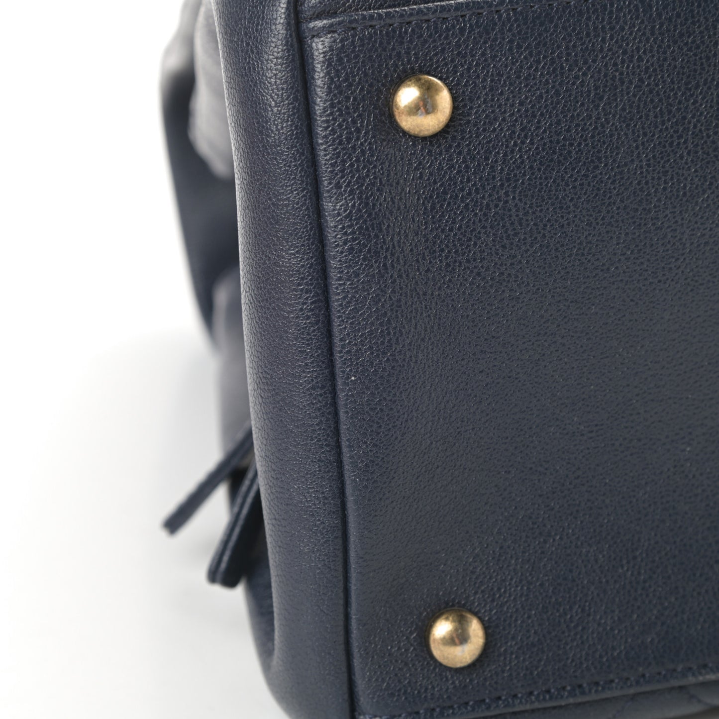Shiny Sheepskin Quilted Large Trapezio Flap Navy