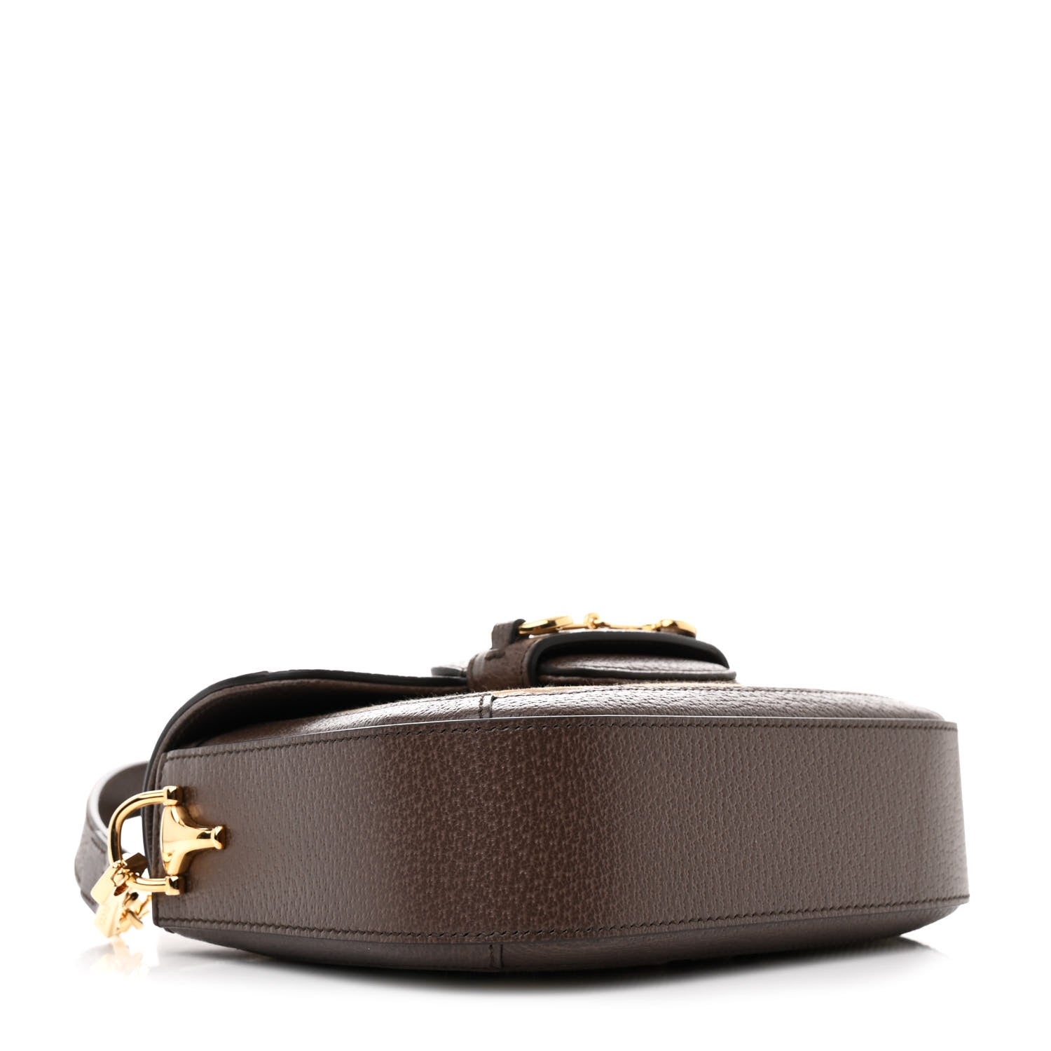 Gucci Monogram Jumbo GG Textured Dollar Calfskin Web Mini Horsebit 1955 Shoulder Bag Camel Ebony New Acero 4 of 12